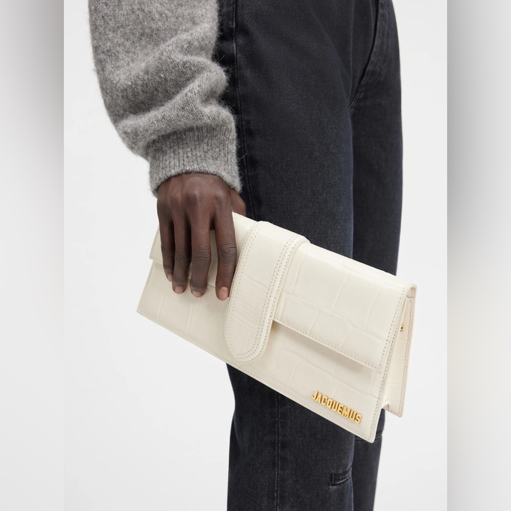 Jacquemus Le Bambino Long Croc Embossed Shoulder Bag
